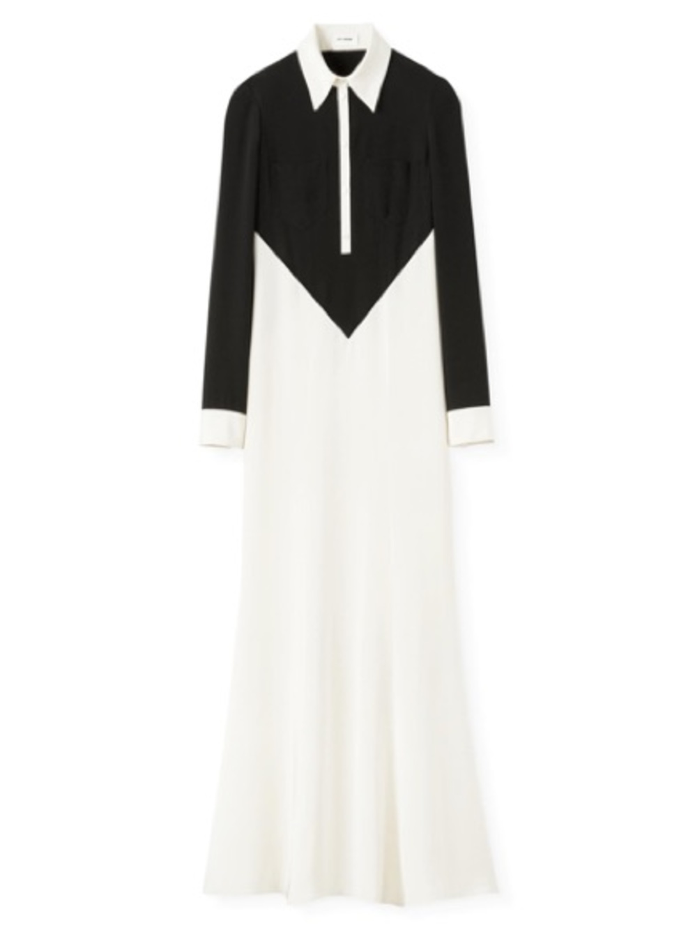 ST. JOHN Contrast Silk Dress Black/Ecru